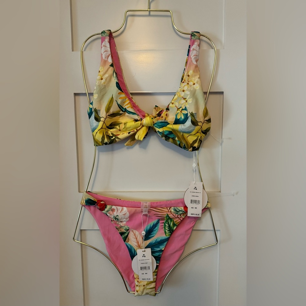 🆕 2pc PQ SWIM Oasis Reversible Drew Knot Bikini Top & Reversible Knot Bottom - Picture 6 of 9